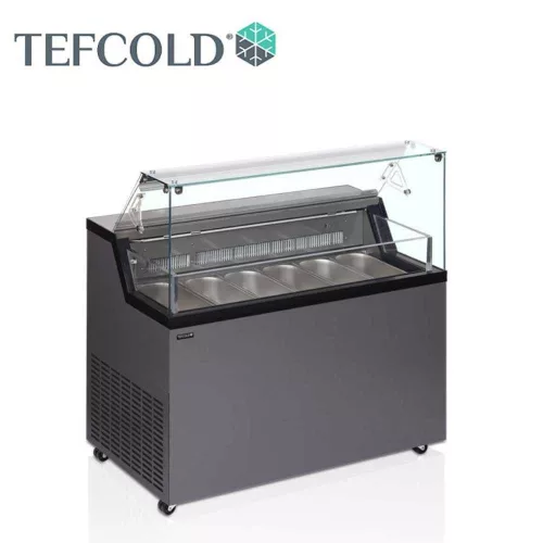 Tefcold Fagylaltpult, leheletvédővel, statikus hűtéssel, led belső világítással, 6 tégelyes