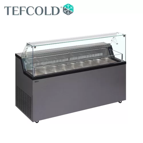 Tefcold Fagylaltpult, leheletvédővel, statikus hűtéssel, led belső világítással, 9 tégelyes