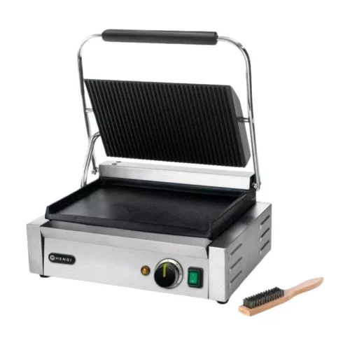 Hendi kontakt grill, 1 zónás, öntöttvas bordázott felület, 2,2 kw