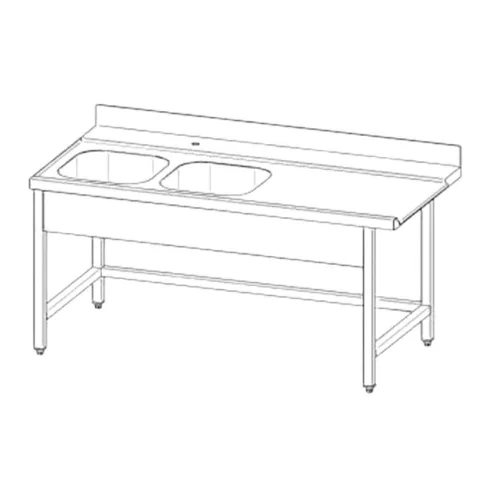 Bevezető asztal 2 db 50x40x25 medencével, 150x70x85 cm