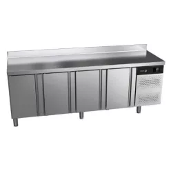   Fagor hűtött munkaasztal, 224x70x85 cm, 4 ajtós, felhajtással, süllyesztett fogantyúval
