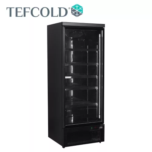 Tefcold hűtővitrin, 614 literes, üvegajtós, kívül-belül fekete