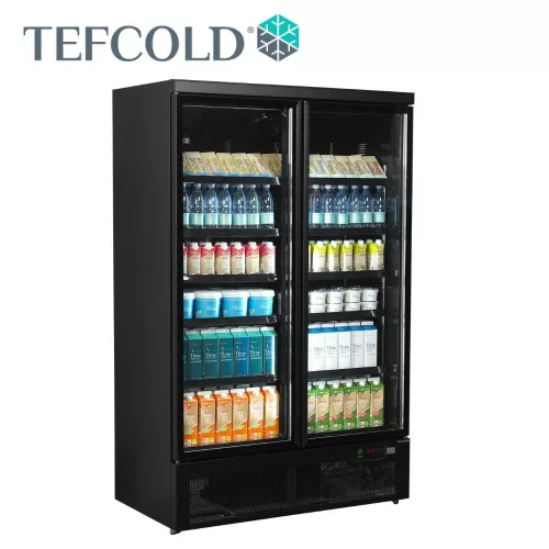 Tefcold hűtővitrin, 1081 literes, üvegajtós, kívül belül fekete