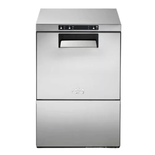 Ata pohármosogató gép, fronttöltéses, beépített vízlágyítóval, leeresztő szivattyúval, mosogatószer adagolóval 40x40 cm-es kosár