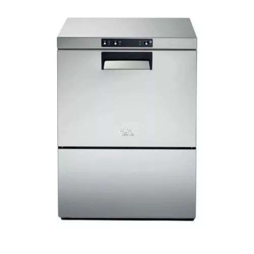 Ata ipari ipari tányér és pohármosogató gép, fronttöltéses, beépített vízlágyítóval, leeresztő szivattyúval, 50x50 cm-es kosár