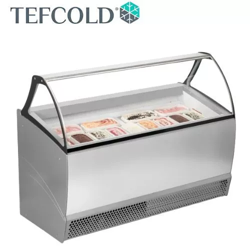 Tefcold Bermuda fagylaltpult, ventillációs hűtéssel, 13 tégelyes, alsó tárolórekesszel