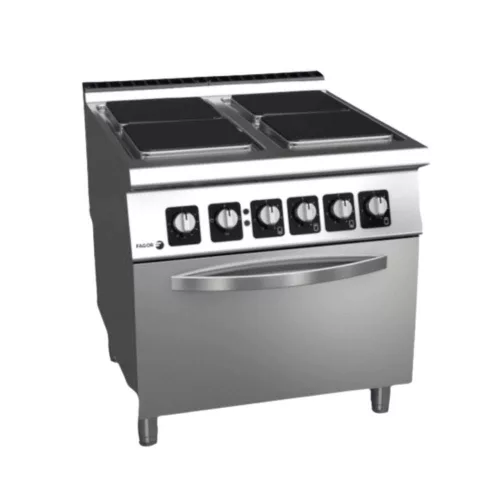 Fagor tűzhely, elektromos, 4 zónás, 22 kw, GN2/1 méretű statikus sütővel