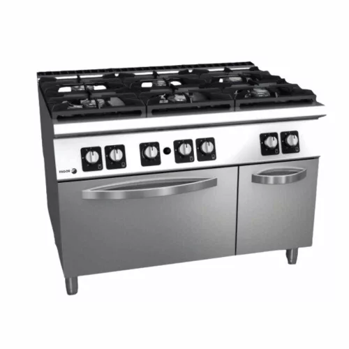 Fagor tűzhely, gázüzemű, 6 zónás, 58,8 kw, GN2/1, nagy teljesítményű égők (5x8 kw+1x10,2 kw)