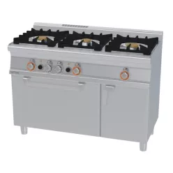   Lotus tűzhely, gázüzemű, 3 égőfejjel, gázüzemű statikus és grill sütővel, tárolóval