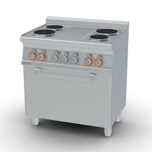 Lotus tűzhely, elektromos, 4 zónás, körlapos, elektromos statikus és grill sütővel