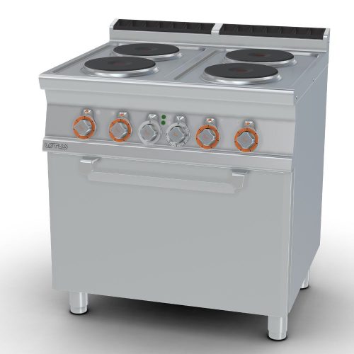 Lotus tűzhely, elektromos, 4 zónás, körlapos, statikus sütővel, GN2/1