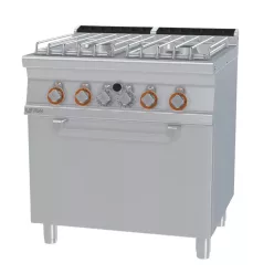   Lotus tűzhely, gázüzemű, 4 égőfejjel, gázüzemű statikus sütővel, GN2/1