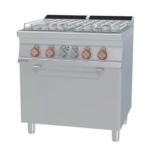 Lotus tűzhely, gázüzemű, 4 égőfejjel, elektromos statikus sütővel, GN2/1