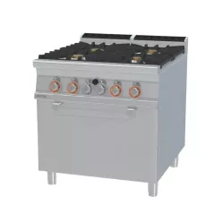   Lotus tűzhely, gázüzemű, 4 égőfejjel, gázüzemű statikus sütővel, GN2/1, 36,5 kw