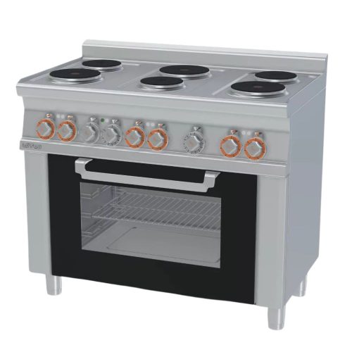 Lotus tűzhely, elektromos, 6 zónás, körlapos, statikus és grill sütővel