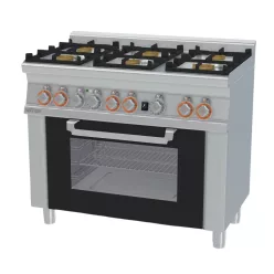   Lotus tűzhely, gázüzemű, 6 égőfejjel, elektromos statikus sütővel, GN1/1