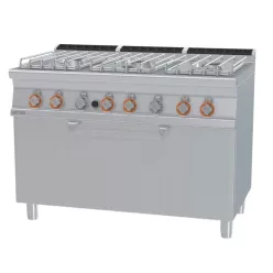   Lotus tűzhely, gázüzemű, 6 égőfejjel, gázüzemű statikus sütővel, GN2/1