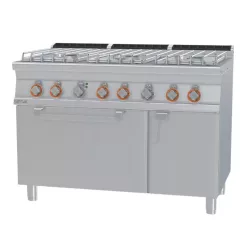   Lotus tűzhely, gázüzemű, 6 égőfejjel, elektromos statikus sütővel, GN2/1, tárolóval