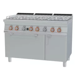   Lotus tűzhely, gázüzemű, 6 égőfejjel, gázüzemű statikus sütővel, GN2/1, tárolóval