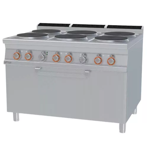 Lotus tűzhely, elektromos, 6 zónás, körlapos, statikus sütővel, 30,2 kw