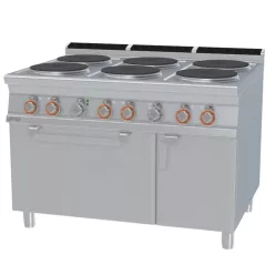   Lotus tűzhely, elektromos, 6 zónás, körlapos, elektromos statikus sütővel, GN2/1, tárolóval