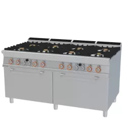   Lotus tűzhely, gázüzemű, 8 égőfejjel, 2 gázüzemű statikus sütővel, GN2/1