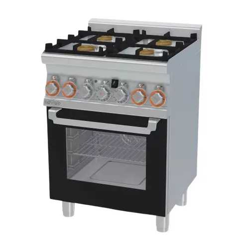 Lotus tűzhely, gázüzemű, 4 égőfejjel, elektromos multifunkciós sütővel