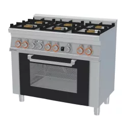   Lotus tűzhely, gázüzemű, 6 égőfejjel, elektromos multifunkciós sütővel, GN1/1