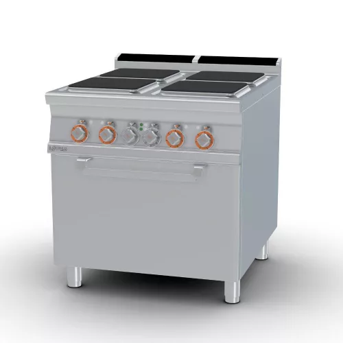 Lotus tűzhely, elektromos, 4 szögletes zóna, statikus sütővel, GN2/1, 22,7 kw