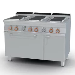   Lotus tűzhely, elektromos, 6 zónás, szögletes, GN2/1, statikus sütővel, tárolóval