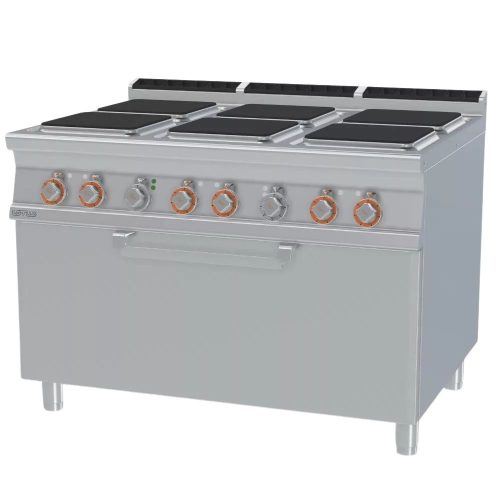 TŰZHELY, elektromos, 6 zónás, szögletes, statikus sütővel, tárolóval