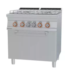   Lotus tűzhely, gázüzemű, 4 égőfejjel, elektromos légkeveréses sütővel, GN1/1