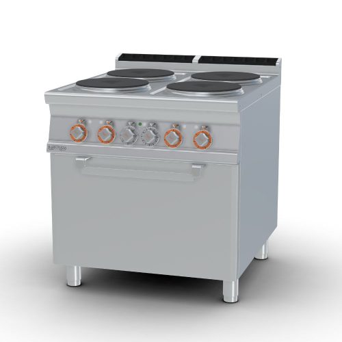 Lotus tűzhely, elektromos, 4 zónás, körlap, légkeveréses sütővel, GN1/1, 19,32 kw