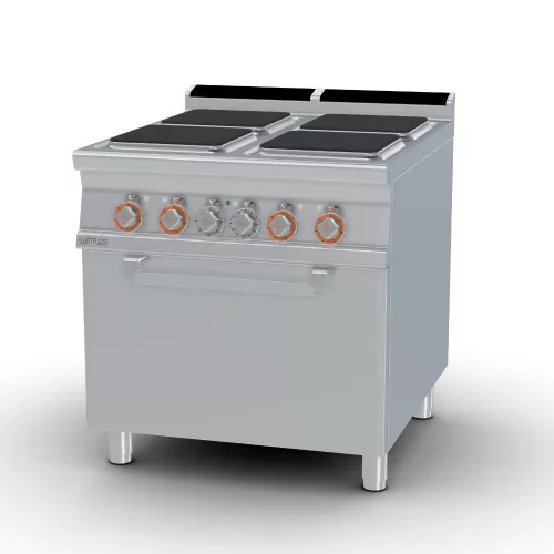 Lotus tűzhely, elektromos, 4 szögletes zóna, légkeveréses sütővel, GN1/1, 21,32 kw