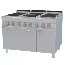   Lotus tűzhely, elektromos, 6 zónás, szögletes, GN1/1, légkeveréses sütővel, tárolóval, 29,32 kw