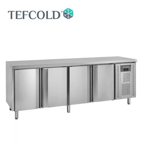 Tefcold hűtött munkaasztal, felhajtás nélkül, 4 ajtós, GN1/1, 2230x700x860 mm