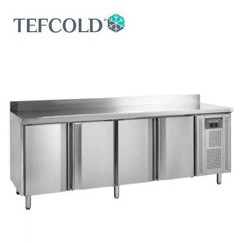 Tefcold hűtött munkaasztal, felhajtással, 4 ajtós, GN1/1, 2230x700x960 mm