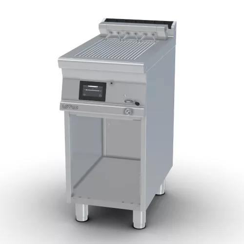 Lotus kontakt grill, érintőképernyős, elektromos, bordázott felületű,  nyitott tárolóval, 4.08 kW