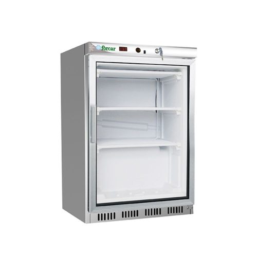 Forcar mélyhűtőszekrény, 130 literes, palásthűtéses, üvegajtóval, rozsdamentes