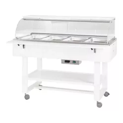   Forcar vízfürdős melegentartó kocsi, elektromos, 4 medencés, GN1/1,Fa szerkezettel, íves