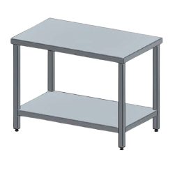   Rozsdamentes munkaasztal, felhajtás nélkül, alsó polccal, 170x60x85 cm
