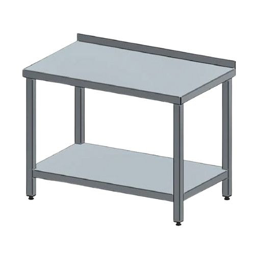 Rozsdamentes munkaasztal, felhajtással, alsó polccal, 170x70x85 cm