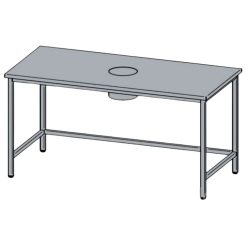   Rozsdamentes munkaasztal, felhajtás nélkül, hulladékledobó nyílással, 100x60x85 cm