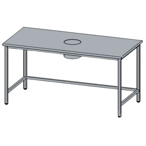 Rozsdamentes munkaasztal, felhajtás nélkül, hulladékledobó nyílással, 100x60x85 cm