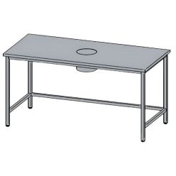   Rozsdamentes munkaasztal, felhajtás nélkül, hulladékledobó nyílással, 160x60x85 cm