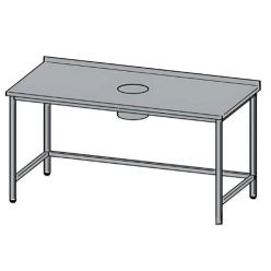   Rozsdamentes munkaasztal, hátsó felhajtással, hulladékledobó nyílással, 110x60x85 cm