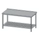 Rozsdamentes munkaasztal, perforált alsó polccal, felhajtással, 160x70x85 cm