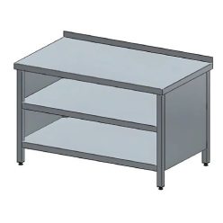   Tárolóasztal, nyitott, alsó és köztes polccal, felhajtással, 120x70x85 cm