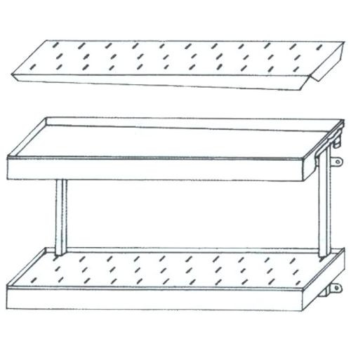 Fali polc, 2 szintes, perforált, csepegtetőtálcás, 1200x300 mm