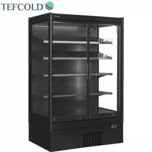 Tefcold hűtővitrin, 880 literes, üvegajtós, ventilációs, fekete